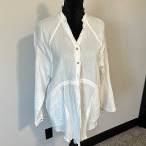 Adyson Parker White Long Sleeve Mandarin Collar Blouse